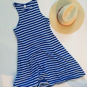Striped Racerback Jersey Knit Tank Dress, Size S